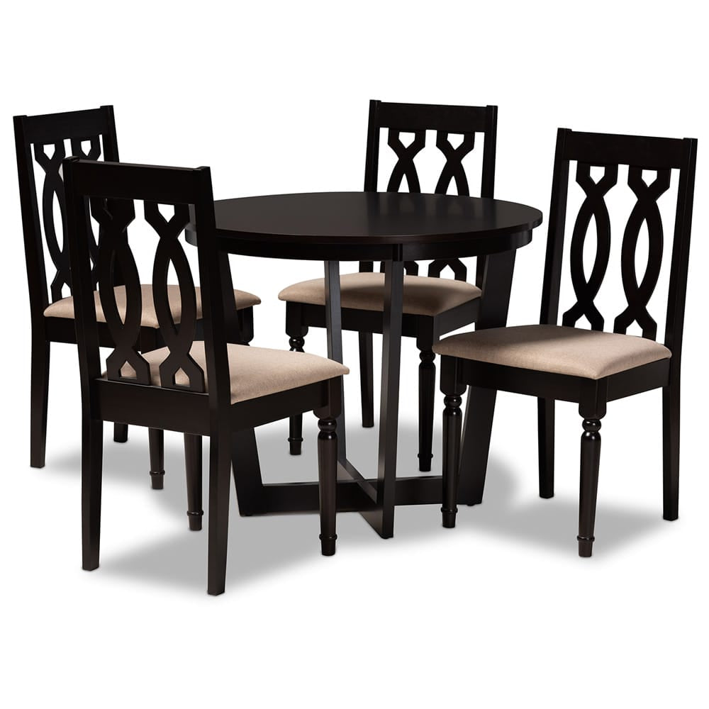 Baxton Studio - Julie Dining Set in Sand/dark brown - Julie-Sand/Dark Brown-5PC Dining Set view 1