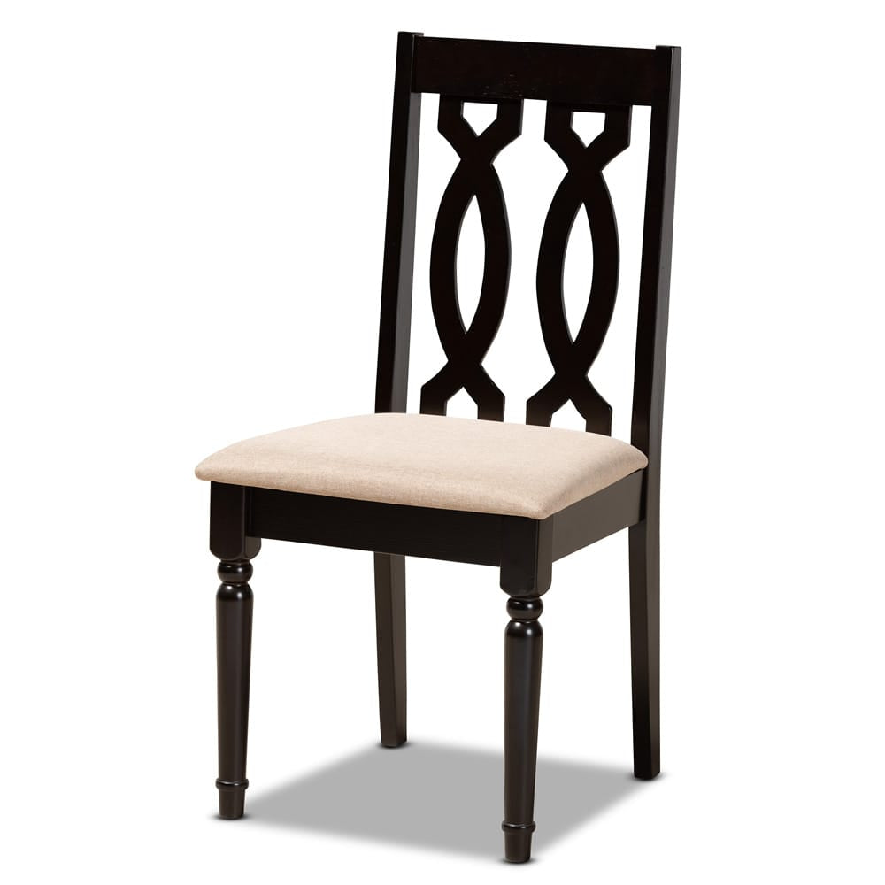 Baxton Studio - Julie Dining Set in Sand/dark brown - Julie-Sand/Dark Brown-5PC Dining Set view 2