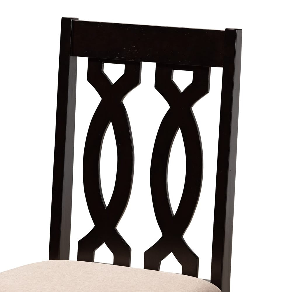Baxton Studio - Julie Dining Set in Sand/dark brown - Julie-Sand/Dark Brown-5PC Dining Set view 5
