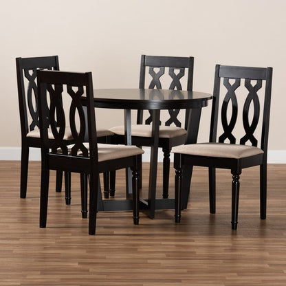 Baxton Studio - Julie Dining Set in Sand/dark brown - Julie-Sand/Dark Brown-5PC Dining Set view 8