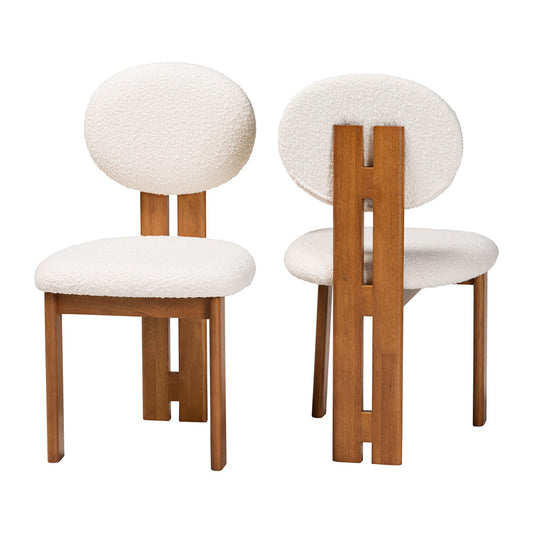 Baxton Studio - Kacela Set of 2 Dining Chairs in Cream/Walnut Brown - BBT5490-Walnut/Maya Cream-DC view 1