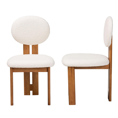 Baxton Studio - Kacela Set of 2 Dining Chairs in Cream/Walnut Brown - BBT5490-Walnut/Maya Cream-DC view 3