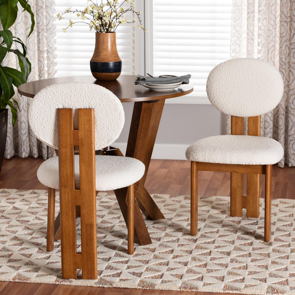 Baxton Studio - Kacela Set of 2 Dining Chairs in Cream/Walnut Brown - BBT5490-Walnut/Maya Cream-DC view 7