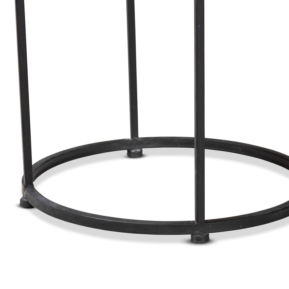 Baxton Studio - Kaden Outdoor End Table in Black/White - H01-104348 Mosaic Side Table view 3