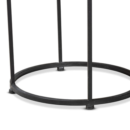 Baxton Studio - Kaden Outdoor End Table in Black/White - H01-104348 Mosaic Side Table view 3
