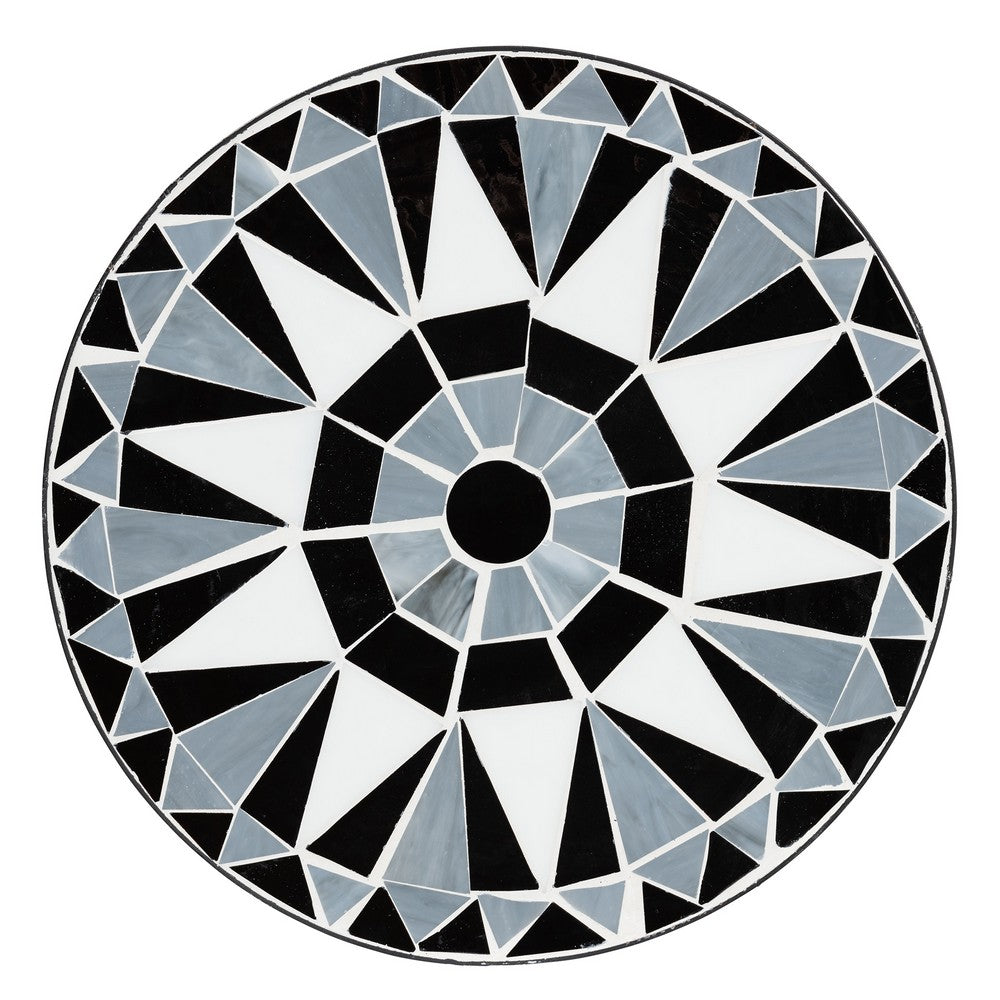 Baxton Studio - Kaden Outdoor End Table in Black/White - H01-104348 Mosaic Side Table view 4
