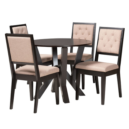 Baxton Studio - Kai Dining Set in Beige/Dark Brown - Kai-Sand/Dark Brown-5PC Dining Set view 1