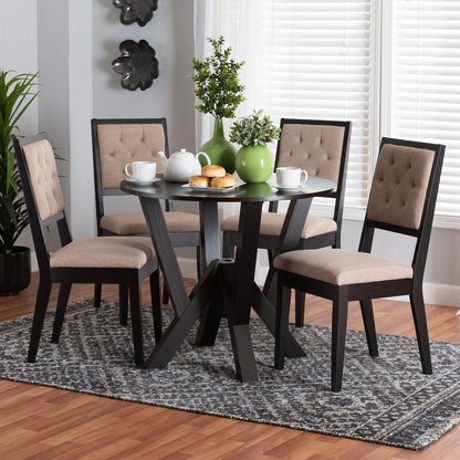 Baxton Studio - Kai Dining Set in Beige/Dark Brown - Kai-Sand/Dark Brown-5PC Dining Set view 8