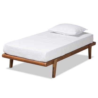 Baxton Studio - Kaia Twin Size Bed Frame in Ash Walnut - MG0002-Ash Walnut-Twin view 1