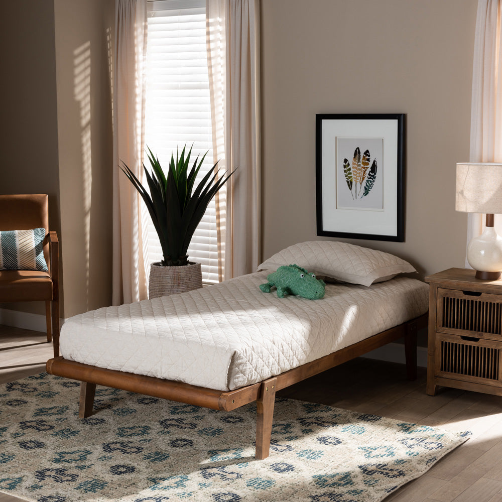 Baxton Studio - Kaia Twin Size Bed Frame in Ash Walnut - MG0002-Ash Walnut-Twin view 6