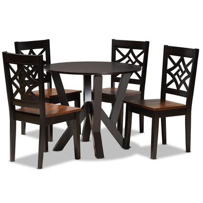 Baxton Studio - Kaila Dining Set in Dark Brown/Walnut Brown - Kaila-Dark Brown/Walnut-5PC Dining Set view 1