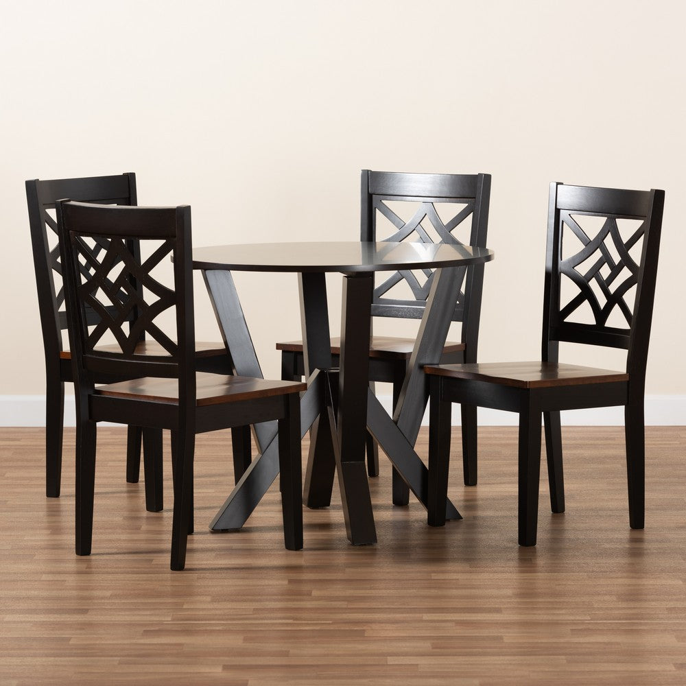 Baxton Studio - Kaila Dining Set in Dark Brown/Walnut Brown - Kaila-Dark Brown/Walnut-5PC Dining Set view 8