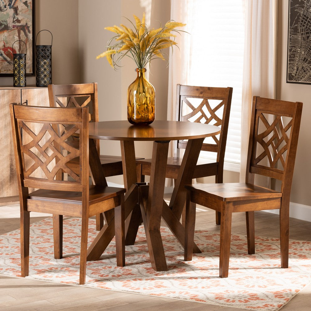 Baxton Studio - Kaila Dining Set in Walnut Brown - Kaila-Walnut-5PC Dining Set view 7