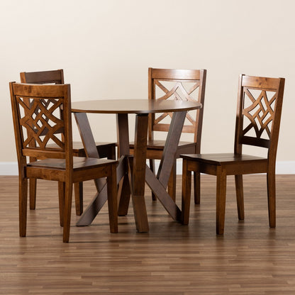 Baxton Studio - Kaila Dining Set in Walnut Brown - Kaila-Walnut-5PC Dining Set view 8