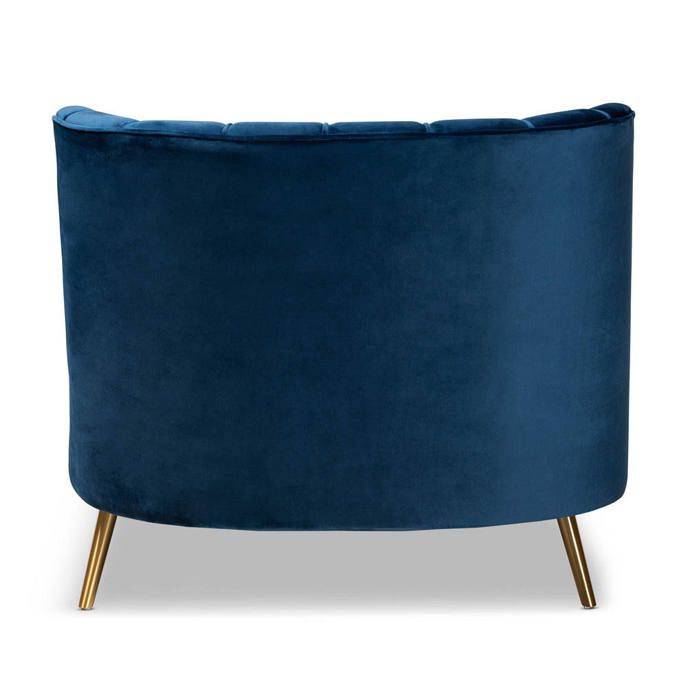 Baxton Studio - Kailyn Chaise in Navy blue/gold - TSF-6720-Navy Blue Velvet/Gold-Chaise view 3