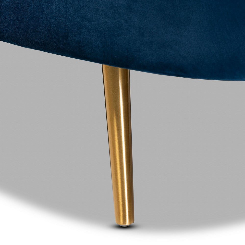 Baxton Studio - Kailyn Chaise in Navy blue/gold - TSF-6720-Navy Blue Velvet/Gold-Chaise view 7