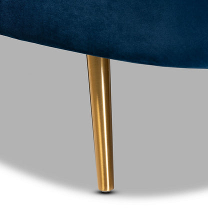 Baxton Studio - Kailyn Chaise in Navy blue/gold - TSF-6720-Navy Blue Velvet/Gold-Chaise view 7