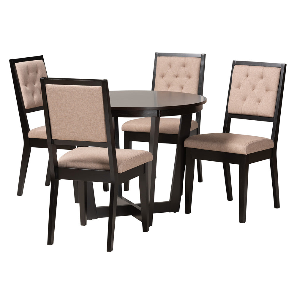 Baxton Studio - Kala Dining Set in Beige/Dark Brown - Kala-Sand/Dark Brown-5PC Dining Set view 1