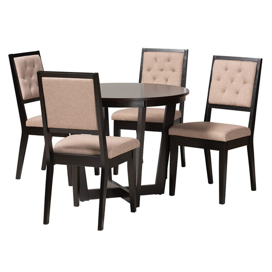 Baxton Studio - Kala Dining Set in Beige/Dark Brown - Kala-Sand/Dark Brown-5PC Dining Set view 1