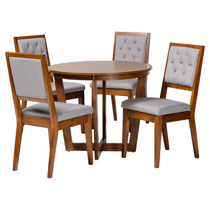 Baxton Studio - Kala Dining Set in Grey/Walnut Brown - Kala-Grey/Walnut-5PC Dining Set view 1