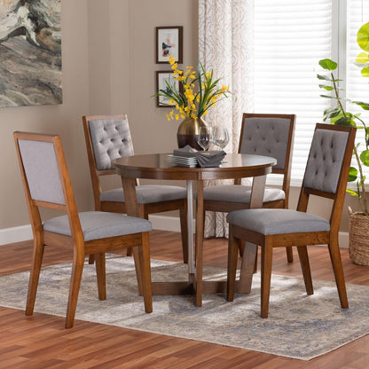 Baxton Studio - Kala Dining Set in Grey/Walnut Brown - Kala-Grey/Walnut-5PC Dining Set view 8