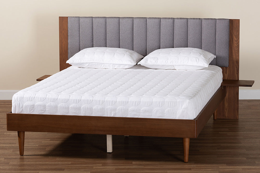 Baxton Studio - Kalista Queen Size Bed - MG-0222-1-Walnut/Dark Grey-Queen view 10