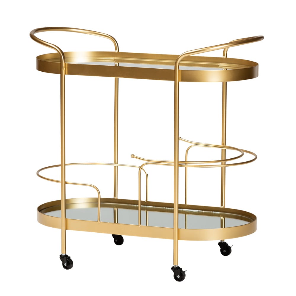 Baxton Studio - Kamal Cart in Gold - JY20A268-Gold-Cart view 1