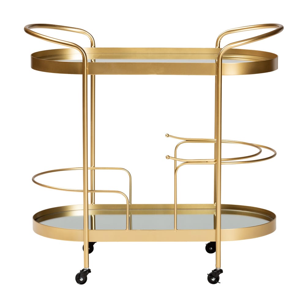 Baxton Studio - Kamal Cart in Gold - JY20A268-Gold-Cart view 2