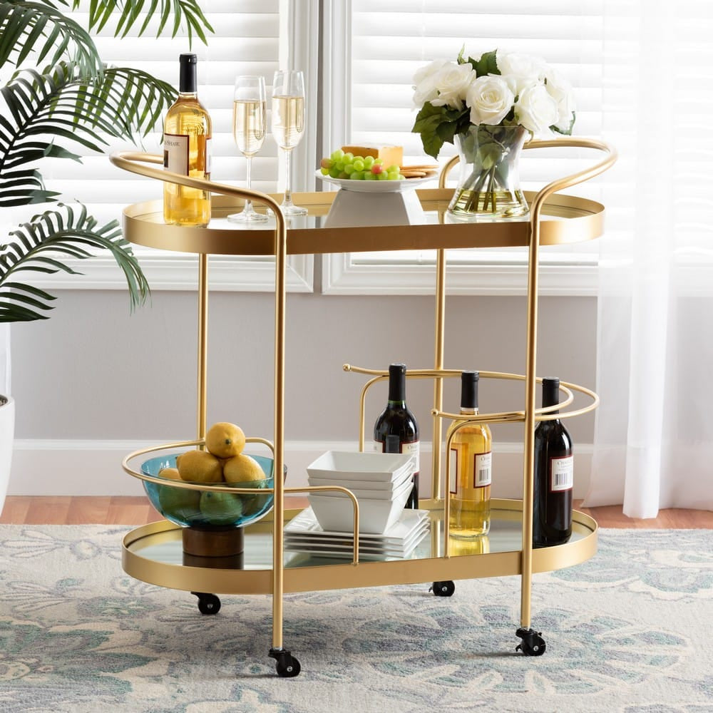 Baxton Studio - Kamal Cart in Gold - JY20A268-Gold-Cart view 6