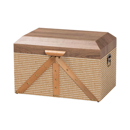 Baxton Studio - Kande Storage Trunk in Light Brown/Walnut/Bronze - JY25B018-Large-Wooden Trunk view 1