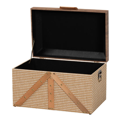Baxton Studio - Kande Storage Trunk in Light Brown/Walnut/Bronze - JY25B018-Large-Wooden Trunk view 2