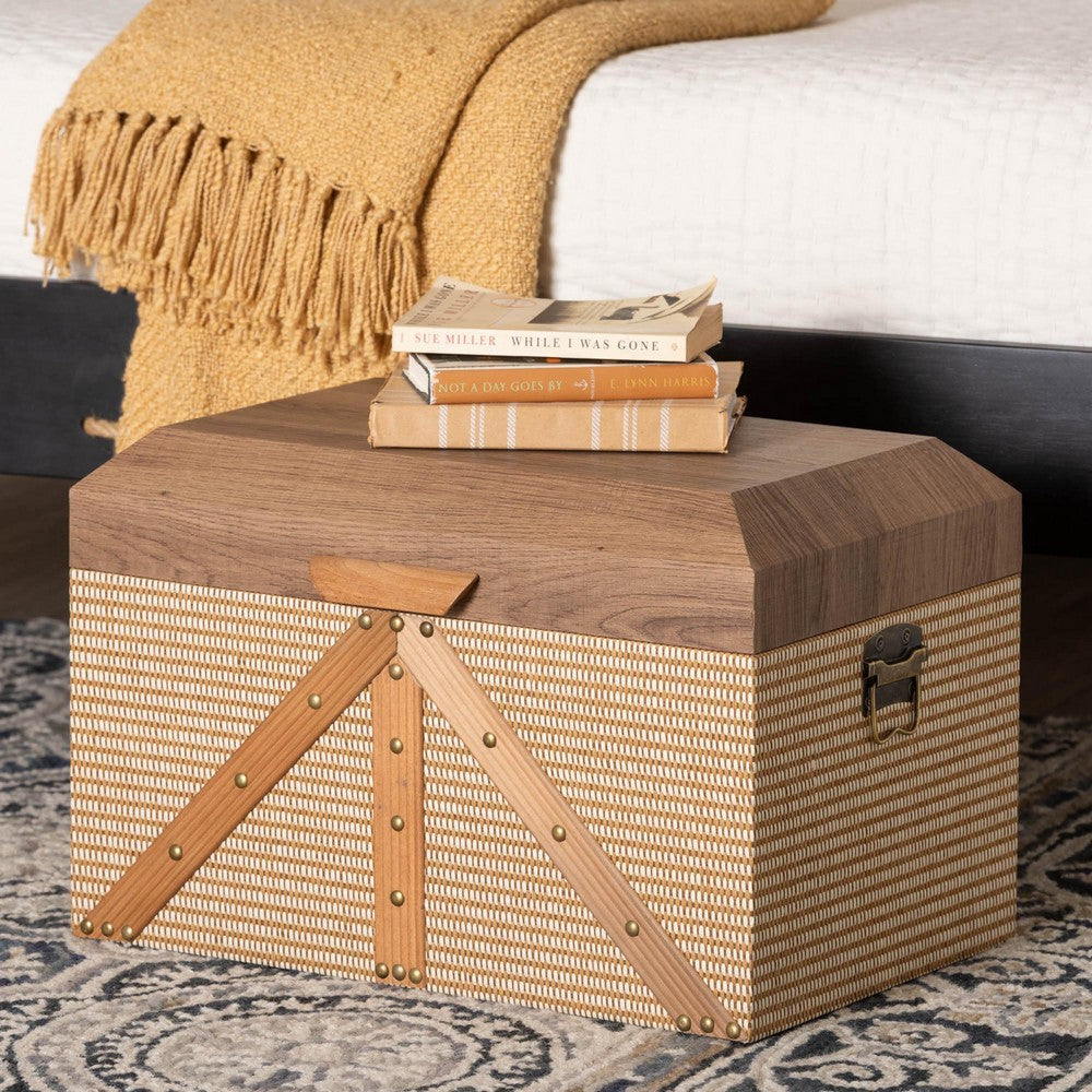 Baxton Studio - Kande Storage Trunk in Light Brown/Walnut/Bronze - JY25B018-Large-Wooden Trunk view 9