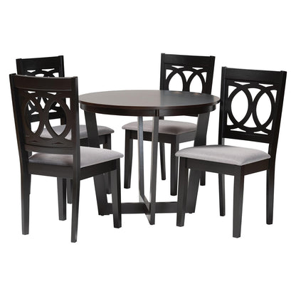 Baxton Studio - Kara Dining Set in Grey/Espresso Brown - Kara-Grey/Dark Brown-5PC Dining Set view 1