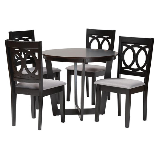 Baxton Studio - Kara Dining Set in Grey/Espresso Brown - Kara-Grey/Dark Brown-5PC Dining Set view 1