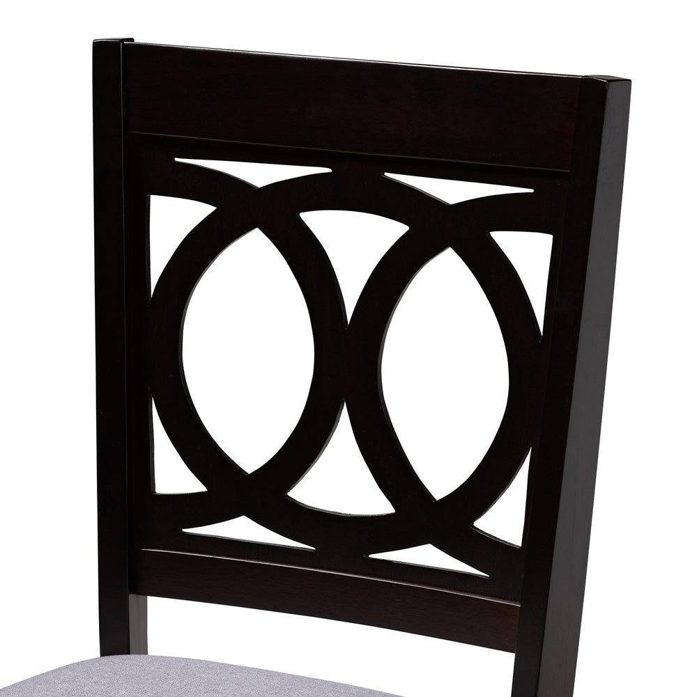 Baxton Studio - Kara Dining Set in Grey/Espresso Brown - Kara-Grey/Dark Brown-5PC Dining Set view 5