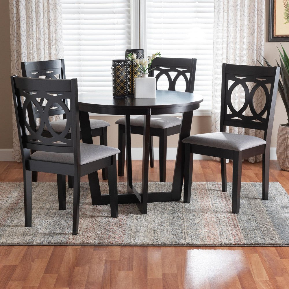 Baxton Studio - Kara Dining Set in Grey/Espresso Brown - Kara-Grey/Dark Brown-5PC Dining Set view 8