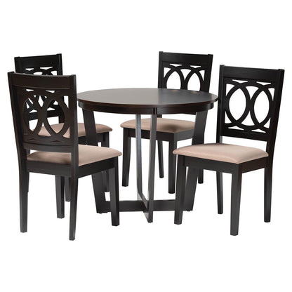 Baxton Studio - Kara Dining Set in Sand/Espresso Brown - Kara-Sand/Dark Brown-5PC Dining Set view 1