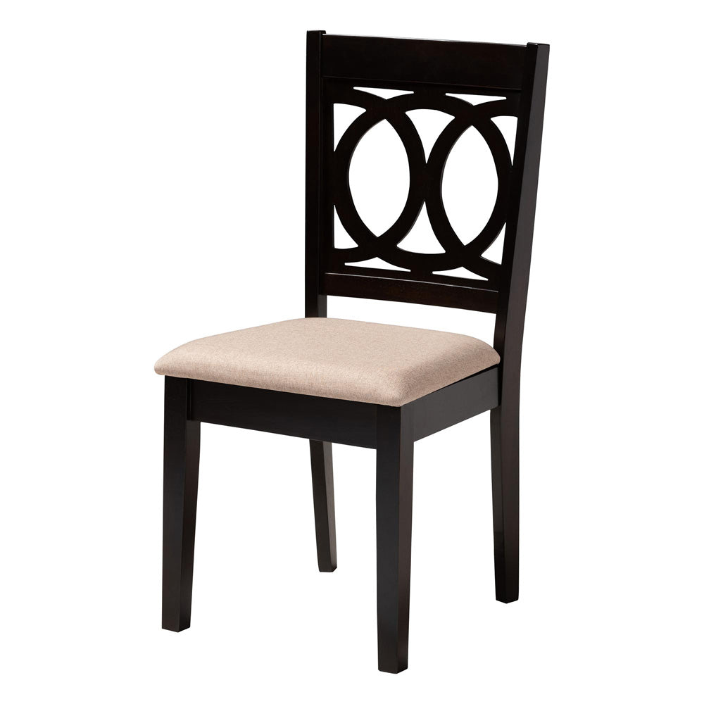 Baxton Studio - Kara Dining Set in Sand/Espresso Brown - Kara-Sand/Dark Brown-5PC Dining Set view 2