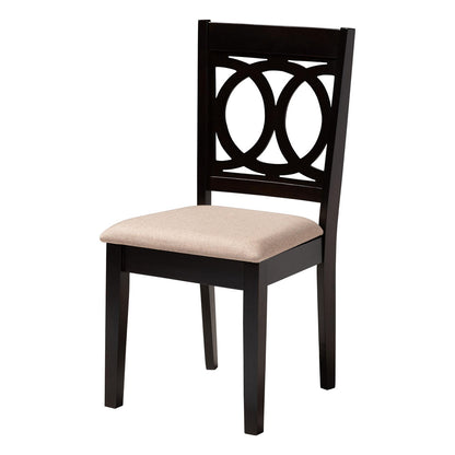 Baxton Studio - Kara Dining Set in Sand/Espresso Brown - Kara-Sand/Dark Brown-5PC Dining Set view 2