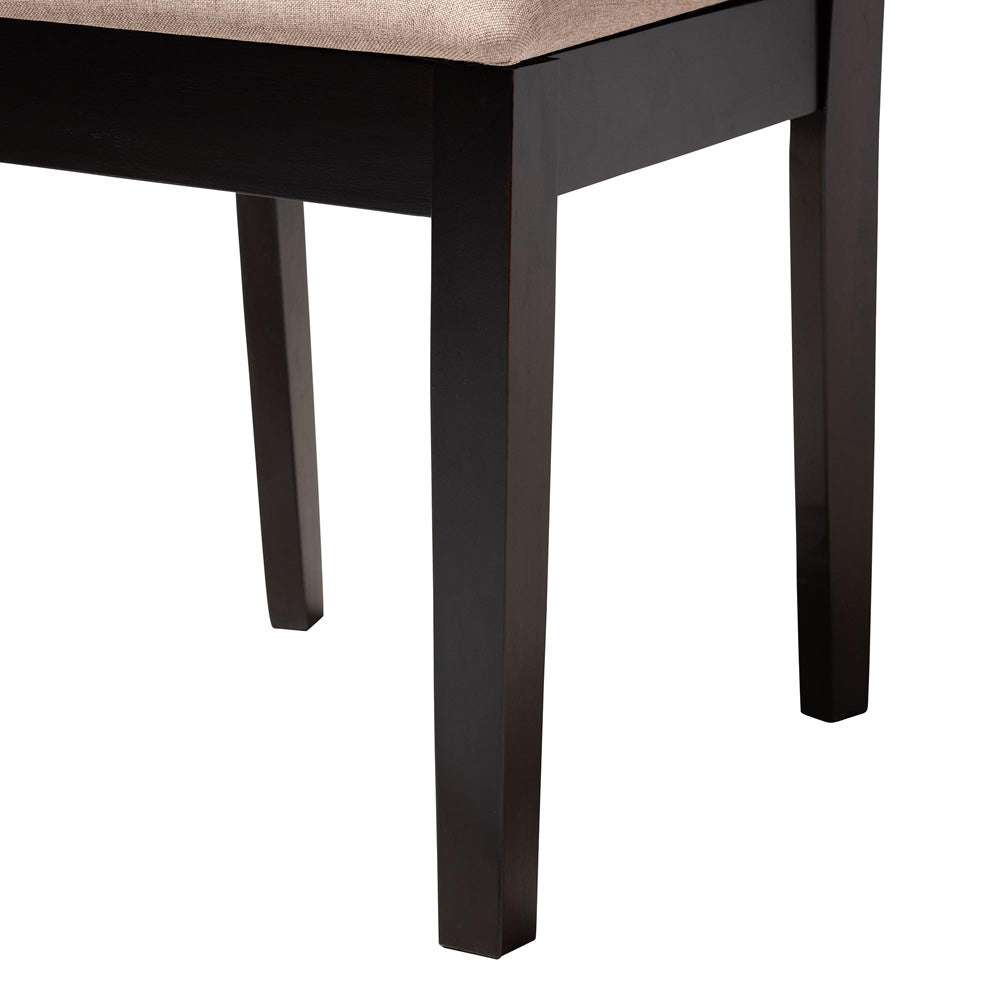 Baxton Studio - Kara Dining Set in Sand/Espresso Brown - Kara-Sand/Dark Brown-5PC Dining Set view 6