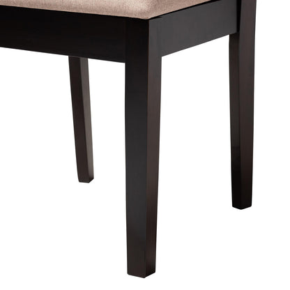 Baxton Studio - Kara Dining Set in Sand/Espresso Brown - Kara-Sand/Dark Brown-5PC Dining Set view 6