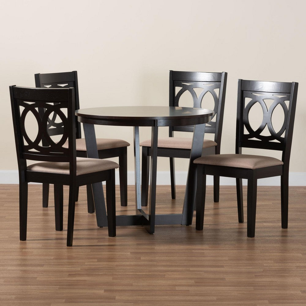 Baxton Studio - Kara Dining Set in Sand/Espresso Brown - Kara-Sand/Dark Brown-5PC Dining Set view 9