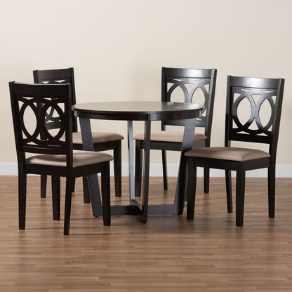 Baxton Studio - Kara Dining Set in Sand/Espresso Brown - Kara-Sand/Dark Brown-5PC Dining Set view 9