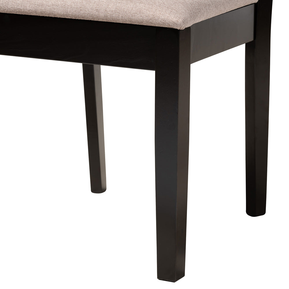 Baxton Studio - Karel Dining Set in Beige/Espresso Brown - Karel-Sand/Dark Brown-5PC Dining Set view 6