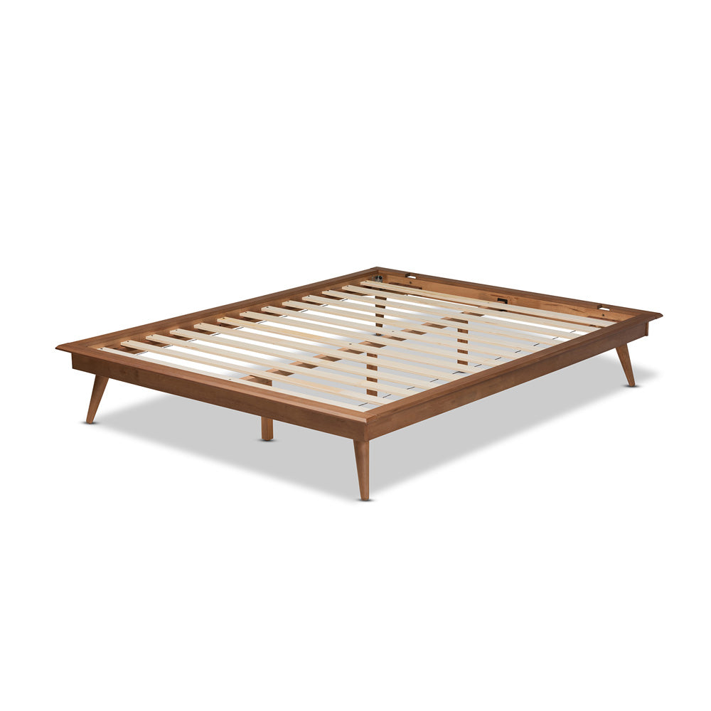 Baxton Studio - Karine Full Size Bed Frame in Ash Walnut - MG0004-Ash Walnut-Full-Frame view 3