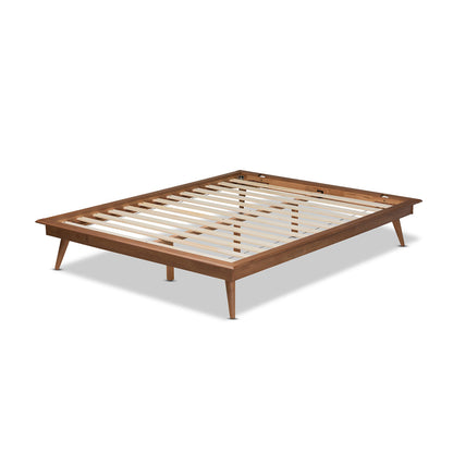 Baxton Studio - Karine Full Size Bed Frame in Ash Walnut - MG0004-Ash Walnut-Full-Frame view 3