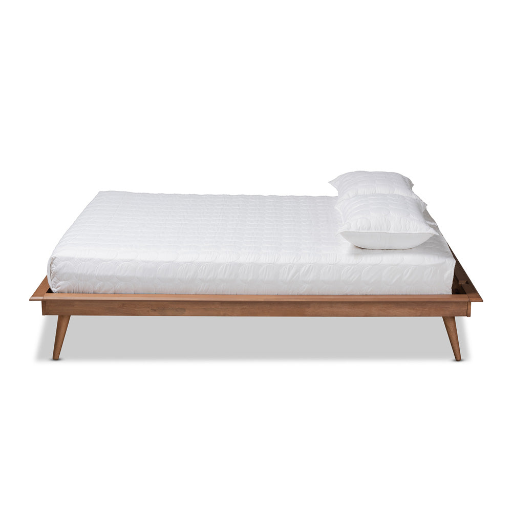 Baxton Studio - Karine Queen Size Bed Frame in Ash Walnut - MG0004-Ash Walnut-Queen-Frame view 2