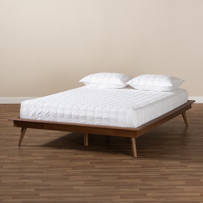 Baxton Studio - Karine Queen Size Bed Frame in Ash Walnut - MG0004-Ash Walnut-Queen-Frame view 5