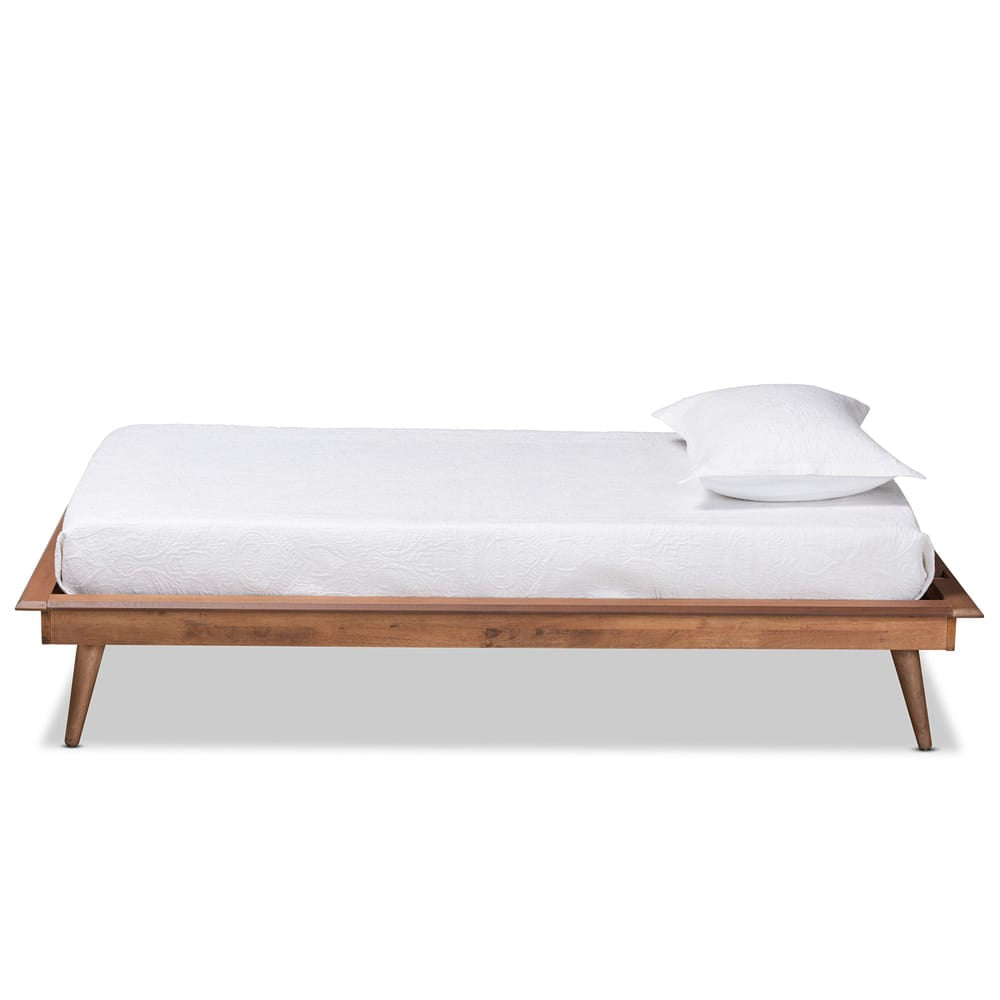 Baxton Studio - Karine Twin Size Bed Frame in Ash Walnut - MG0004-Ash Walnut-Twin-Frame view 2