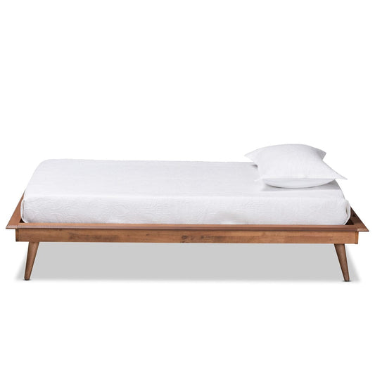 Baxton Studio - Karine Twin Size Bed Frame in Ash Walnut - MG0004-Ash Walnut-Twin-Frame view 2